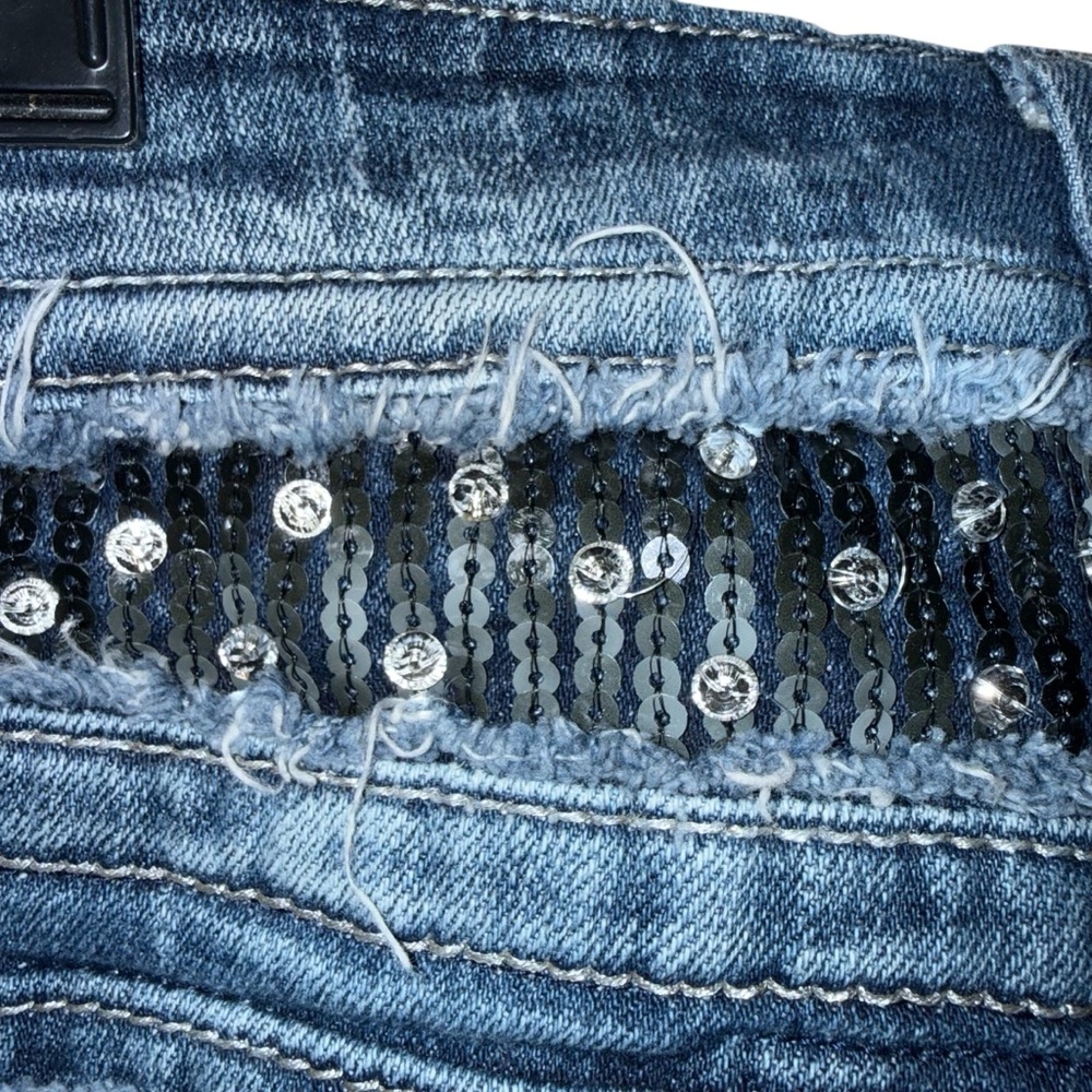 Y2K Miss Me Low Rise Boot Cut jeans Sz 27 JE5392B2L Buckle Exclusive embellished - Picture 6 of 14